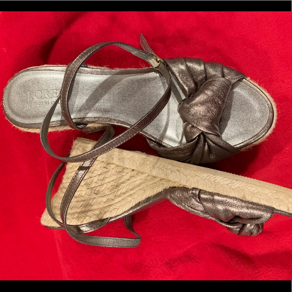J. Crew Metallic Bronze Wedge Heel Platform Sandal